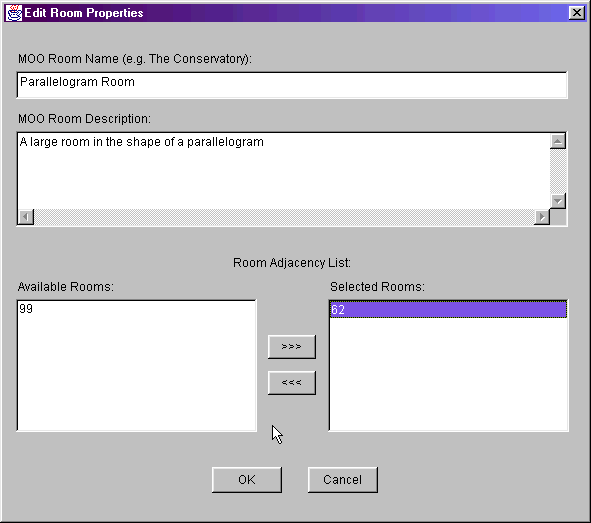 adjacency list dialog